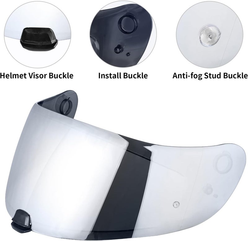 VCOROS C70 Motorcycle Helmet Shield For FG-17 FG-ST IS-17 HJ20M Full Face Helmet Visor Shield Accessories (Chrome Silver) - Image 5